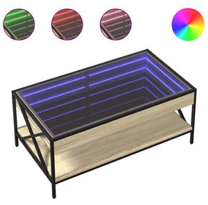 VidaXL LED Dohányzóasztal - Barna Tölgy - 70x50x38 cm