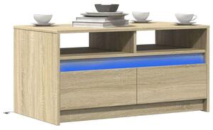 VidaXL Sonoma Tölgy Dohányzóasztal - LED Világítással - 90x50cm