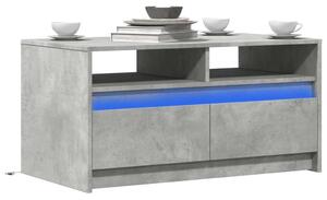 VidaXL Dohányzóasztal - Beton Szürke - LED Világítással - 90x50cm