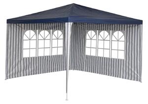 Party sátor / pavilon RAFAEL 3 x 3 m fehér-kék, csíkos - 2 oldalfallal együtt