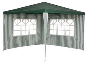 Party sátor / pavilon RAFAEL 3 x 3 m fehér-zöld, csíkos - 2 oldalfallal együtt