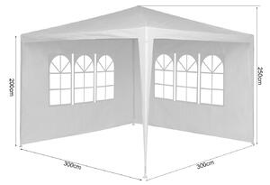 Party sátor / pavilon RAFAEL 3 x 3 m fehér - 2 oldalfallal együtt