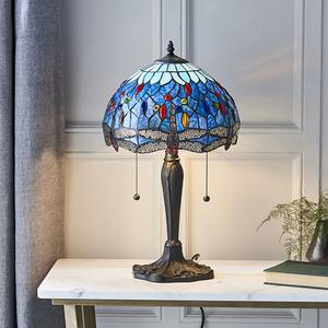 Endon klasszikus tiffany asztali lámpa dragonfly blue sötétbarna sokszínű end64090