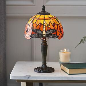 Endon klasszikus tiffany asztali lámpa dragonfly flame sötétbarna sokszínű end64091