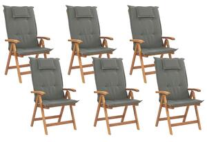 Kerti szék 6 részes készlet Keményfa Grafitszürke JAVA