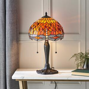 Endon klasszikus tiffany asztali lámpa dragonfly flame sötétbarna sokszínű end64092