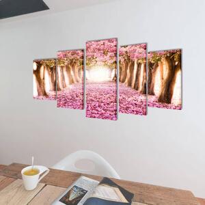 VidaXL Vászon falikép szett cseresznyevirág 100 x 50 cm
