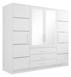 Gardróbszekrény Dortivu, Laminált forgácslap, 200x196x58cm, Ezüst, Fehér