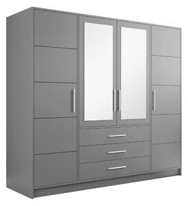 Gardróbszekrény Dortivu, Laminált forgácslap, 200x196x58cm, Ezüst, Grafit