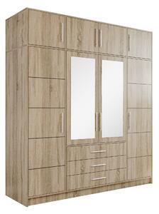Gardróbszekrény Dortivu I, Laminált forgácslap, 245x196x58cm, Sonoma tölgy