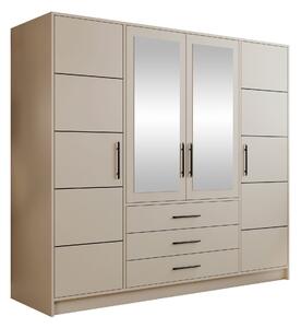 Gardróbszekrény Dortivu, Laminált forgácslap, 200x196x58cm, Kasmír, Fekete