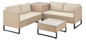 Juskys Santorini rattan kerti bútor szett - krém