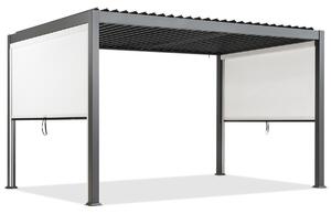 Lagos 3x4 szabadon álló terasz pergola 3m hosszú Garden Point antracit-fehér oldalsó redőnnyel