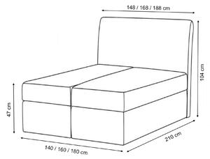 Wilsondo WOOD 2 kárpitozott boxspring ágy ágyneműtartóval és matracokkal - bézs Paros Méret: 140x200