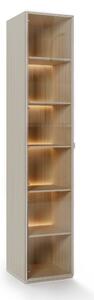 Könyvespolc Sermavi 130, Ajtókkal, Zárt, Üveg, Laminált forgácslap, 231x46x46cm, Bézs, Tölgy