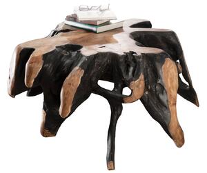 Massziv24 - UNIKA Dohányzóasztal teakfa gyökér 80x85x46, fekete, olajozott