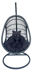 Kerti hintaágy, Cungo, Pako World, rattan, szürke, 125x105x195 cm