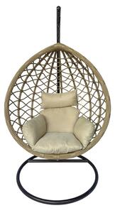 Kerti hintaágy, Lyere, Pako World, barna-bézs, rattan, 120x108x195 cm