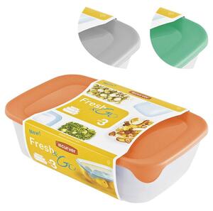 Tárolóedény Curver® Set Rectangular, szett 3 db, 500/1000/2000 ml, menta/szürke/barack vegyes színek