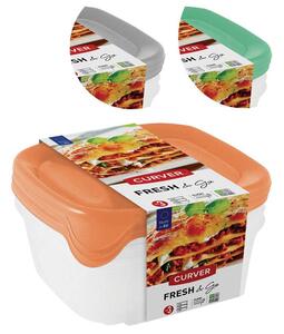 Tárolóedény Curver® Set Square, szett 3 db, 800 ml, menta/szürke/barack vegyes színek, 155x155x110 m