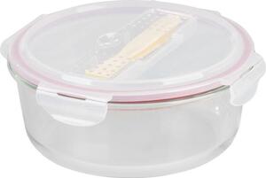 Tárolóedény MagicHome, Kerek, 1200 ml, fedéllel, evőeszközzel, Clip