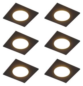 6 darabos modern süllyesztett spotlámpa szett fekete LED-del, 3 lépésben dimmelhető IP65 - Simply