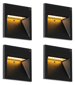 4 darabos modern süllyesztett fali lámpa szett fekete LED-del - Gem 2
