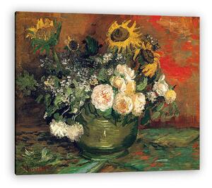 Vincent Van Gogh: Rózsák és napraforgók (vászonkép)
