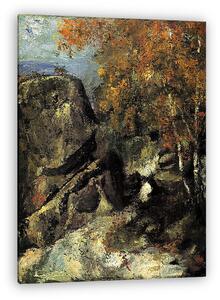 Paul Cézanne: Sziklák a Fountanbleu-i erdőben (vászonkép)