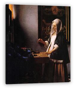 Jan Vermeer: Asszony mérleggel (vászonkép)
