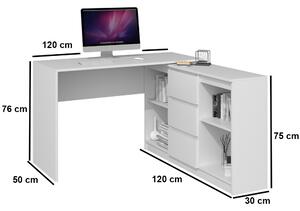 Nardin Plus Sarok számítógépasztal 3 fiókkal fehér