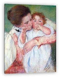 Mary Cassatt: Gyermekét ölelő fiatal anya (vászonkép)