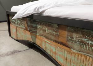 Massziv24 - INDUSTRY Antik fa ágy, 180x200, többszínű lakkozott, antikolt fa ágy