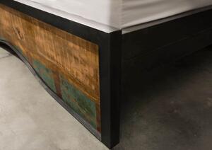 Massziv24 - INDUSTRY Antik fa ágy, 180x200, többszínű lakkozott, antikolt fa ágy