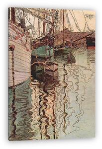 Egon Schiele: Vitorlások a hullámzó vízban (A Trieszt-i kikötő) (vászonkép)