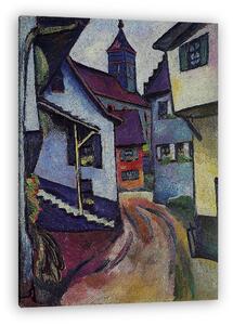 August Macke: Utcarészlet templommal, Kandern-ban (vászonkép)
