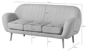 Massziv24 - HOLMA 3 üléses kanapé, 190x85x88 szürke