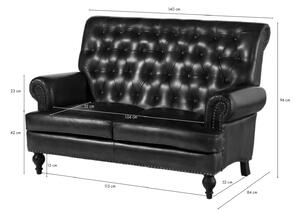 CAMBRIDGE 2 üléses kanapé valódi bőrből, 140x84x94 barna színben