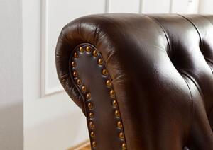 Massziv24 - CAMBRIDGE 3 üléses kanapé valódi bőr, 196x84x94, barna