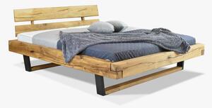 Modern ágy tömör tölgyfából - fém lábak, Laura 160 x 200