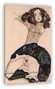 Egon Schiele: Fekete hajú lány, felhúzott szoknyával (vászonkép)