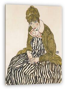 Egon Schiele: Edith csíkos ruhában (vászonkép)