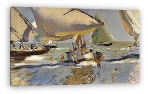 Joaquin Sorolla: Halászhajók a parton (1909) (vászonkép)