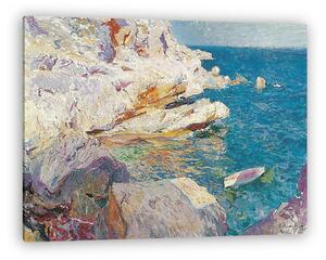 Joaquin Sorolla: Javea sziklái fehér csónakkal (1905) (vászonkép)