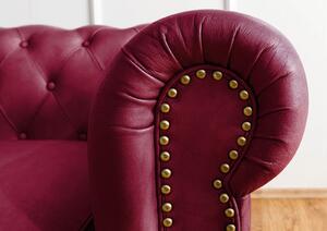 Massziv24 - CAMBRIDGE 3 üléses valódi bőr kanapé, 216x82x75, piros