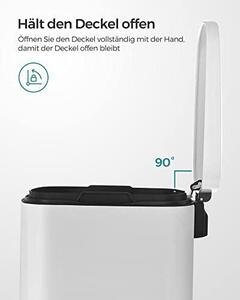 Konyhai pedálos kuka, 50l szemetes kuka puha záródással, fehér