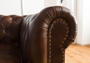 Massziv24 - CAMBRIDGE 4 üléses kanapé valódi bőr, 274x82x75, barna