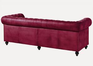 CAMBRIDGE 3 üléses valódi bőr kanapé, 216x82x75, piros
