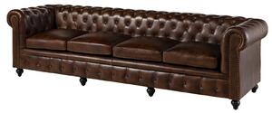 Massziv24 - CAMBRIDGE 4 üléses kanapé valódi bőr, 274x82x75, barna