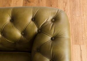 Massziv24 - CAMBRIDGE 4 üléses kanapé valódi bőrből, 274x82x75 zöld